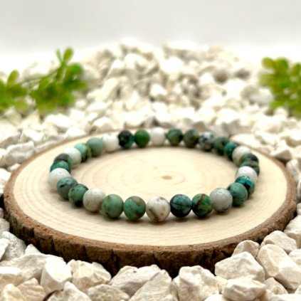 Minerální náramek z achátu stromečkového a afrického tyrkysu