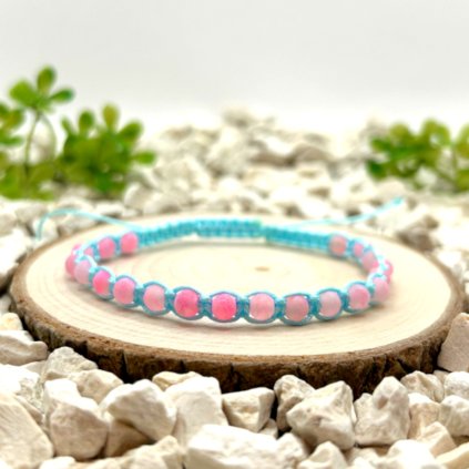 macrame naramek achat ruzovy modry
