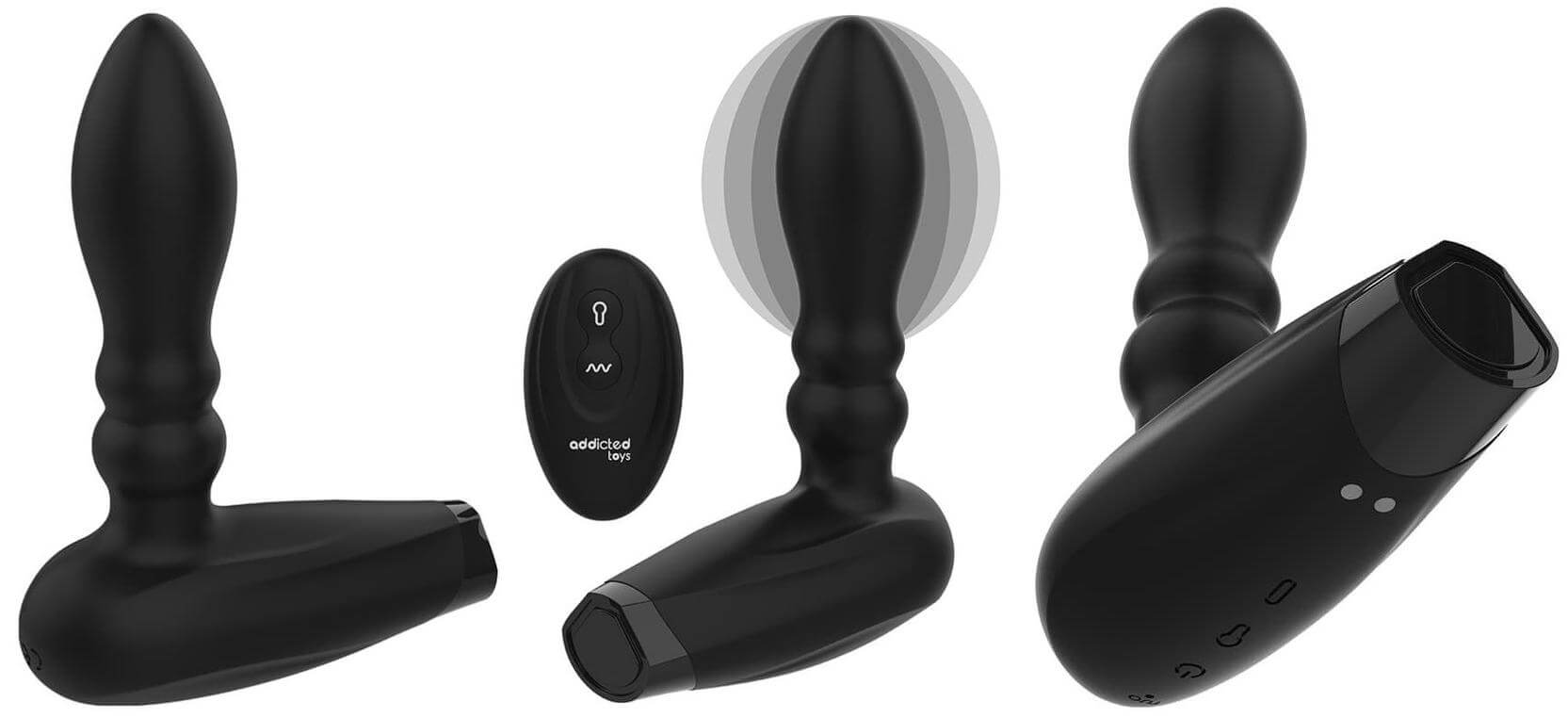 Nafukovací vibrační anální kolík s dálkovým ovládáním 10 cm x 3,3 až 6 cm