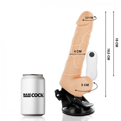 BASECOCK REALISTICKÝ VIBRÁTOR DÁLKOVÉ OVLÁDÁNÍ NATURAL 19.5CM