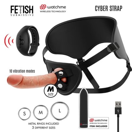 CYBER STRAP HARNESS DILDO A DÁLKOVÉ OVLÁDÁNÍ WATCHME M TECHNOLOGIE