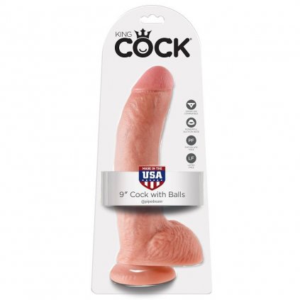 Realistické dildo s koulemi KING COCK FLESH 22.9 cm