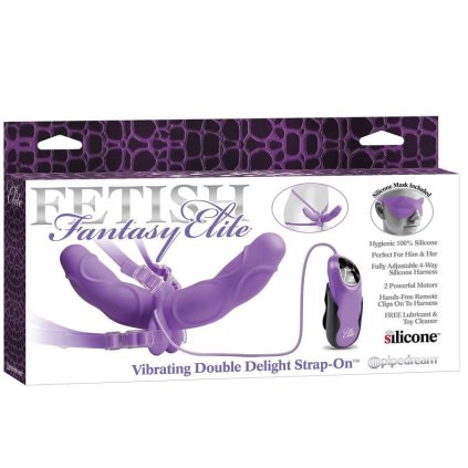 FETIŠ FANTASY ELITE VIBRAČNÍ DOUBLE DELIGHT STRAP-ON PURPL