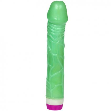Zelené vibrační dildo 23 cm