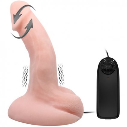 Rotačně vibrační dildo 20 cm s přísavkou a dálkovým ovládáním