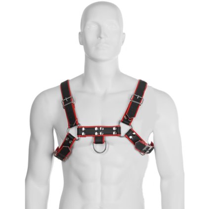 LEATHER BODY CHAIN HARNESS III Barva: ČERNÁ / Barva: ČERVENÁ