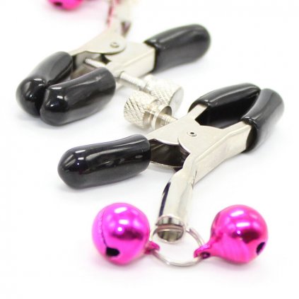 OHMAMA FETIŠ DOUBLE BELLS NIPPLE CLAMPS - Barva: RŮŽOVÁ