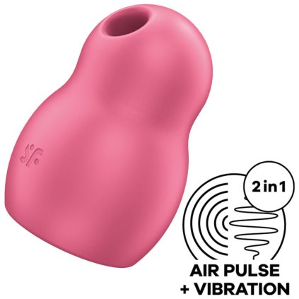 SATISFYER PRO TO GO 1 DOUBLE VZDUCHOVÝ PULSNÍ STIMULÁTOR & VIBRÁTOR - Barva: ČERVENÁ