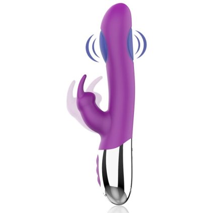 Dvojitý vibrátor se stimulací klitorisu. 2 silné motory