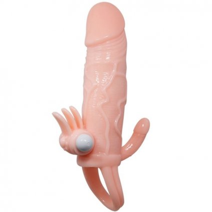 Vibrační návlek na penis se stimulací klitorisu a análního otvoru