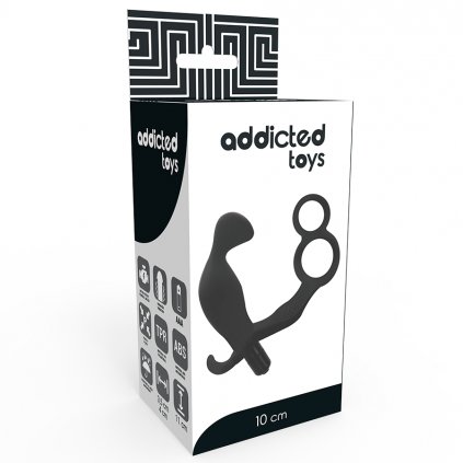 ADDICTED TOYS ANÁLNÍ KOLÍK S DOUBLE PENIS EREKČNÍ KROUŽEK A TESTICLES Barva: ČERNÁ