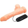 Vibrační dildo 21 cm s měkkými varlaty, silnou přísavkou a ovladačem