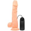 Vibrační dildo 21 cm s měkkými varlaty, silnou přísavkou a ovladačem