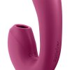 SATISFYER SUNRAY VZDUCHOVÝ PULSNÍ STIMULÁTOR & VIBRAČNÍ APP - Barva: ČERVENÁ