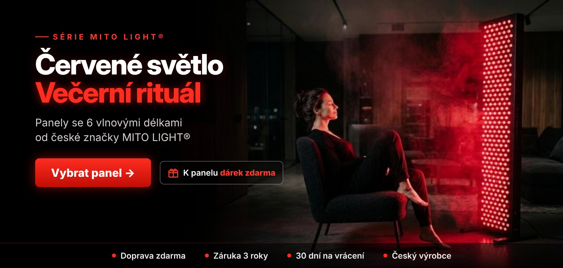 Panely MITO LIGHT® s červeným světlem – večerní rituál