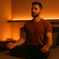  Večerní meditace s teplým amber světlem bez modré složky - biohackingové osvětlení
