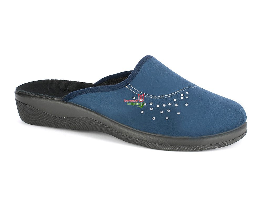 Pantofle papuče bačkory Inblu CA107 modré s kamínky - Červený Tulipán