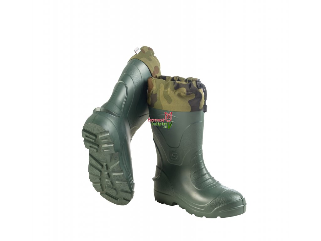 Herren gefütterte Gummistiefel Winterstiefel ultraleicht Regenschuhe  Voyager Camo Grün 48 - Červený Tulipán