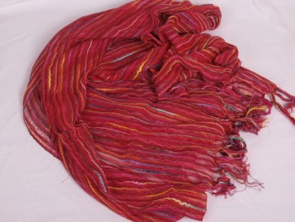 Šála / šátek červená s barevnými nitkami ST815