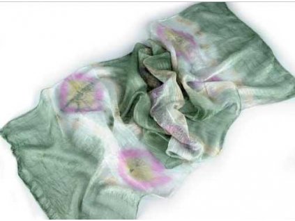 Šála / šátek - batik ledově zelená