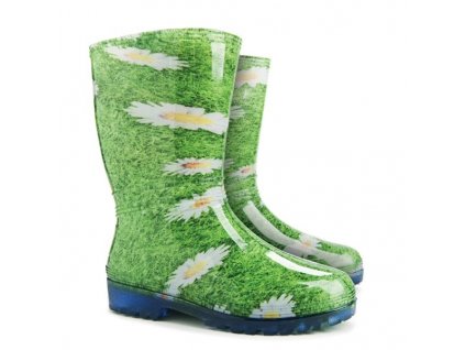 DEMAR Damen Gummistiefel Regenstiefel Gartenschuhe Wasserdicht Margeriten Blumen-Motiv