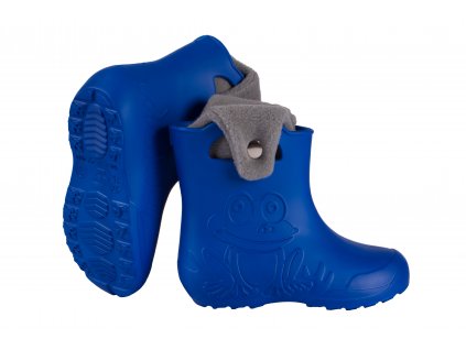 Camminare Schneestiefel Gummistiefel Frosch blau mit herausnehmbarem grau Futter isoliert