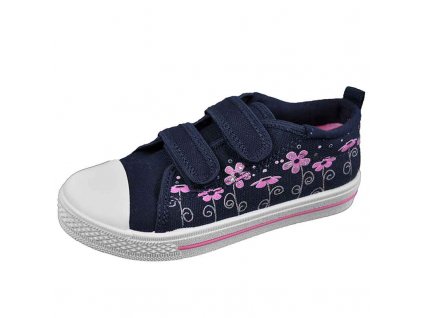 Mädchen Skarpol PARIS 149-52 blaue Sneaker mit Blumen und Lederinnensohle