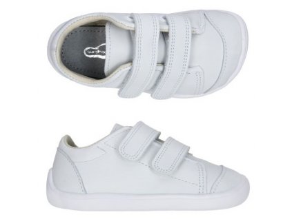 Celoroční kožené boty bar3foot 3Be28/3-L2 šedobílé, suchý zip, barefoot
