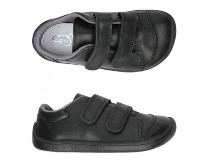 Celoročné kožené topánky bar3foot 3Be28/6 čierne, suchý zips, barefoot