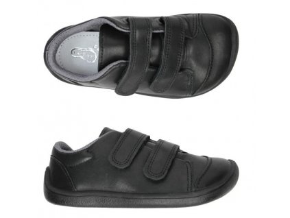 Celoroční kožené boty bar3foot 3Be28/6-L99 černé, suchý zip, barefoot