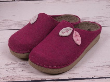 Damen Hausschuhe Inblu ED13-067 Fuchsia mit Blättern