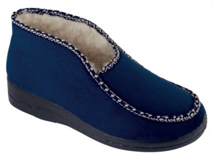teplé papuče prezuvky  ADANEX Fussbett 17010 modré ovčia vlna
