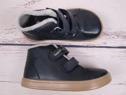 Zimné kožené členkové topánky bar3foot 4BC49T/2 grafit, suchý zips, barefoot