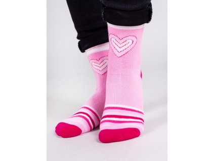Ponožky YO SK0006G růžové se srdíčkem