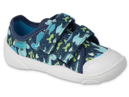 Jungen Canvas-Sneakers Befado 907P157 DINO Blau, Klettverschluss