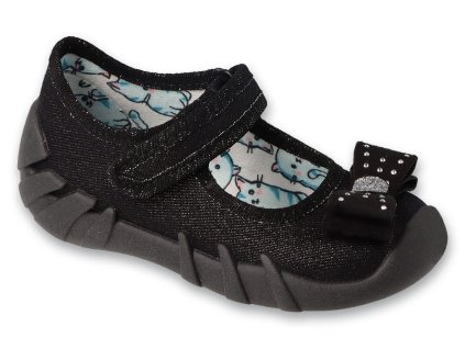Mädchen Ballerinas Hausschuhe Befado festlich Schwarz 109N146