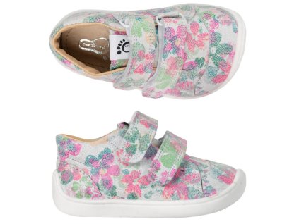 Mädchen Lederschuhe bar3foot 2Be38/LT-M7 mit Blumen, Klettverschluss, Barfuß