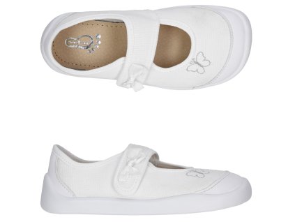 Balerínky přezůvky 3F M-ATHENA 3BS2/1 bar3foot super flexi bílé s motýlkem barefoot