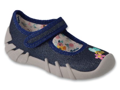 Balerínky bačkůrky Befado 109N253 flexi modré s včelkou, suchý zip