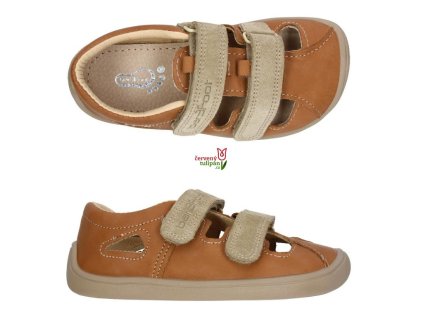 Kožené sandále 3F 3BS35/LT17 bar3foot super flexi hnedé barefoot, suchý zips 2. akosť