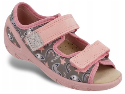 Sandalen Befado Sunny 063X023 grau-pink mit Kitten Heels, mit Lederinnensohle