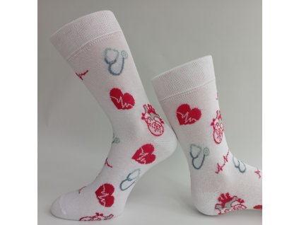 KARDIO BILE CERVbavlnene ponozky kardio