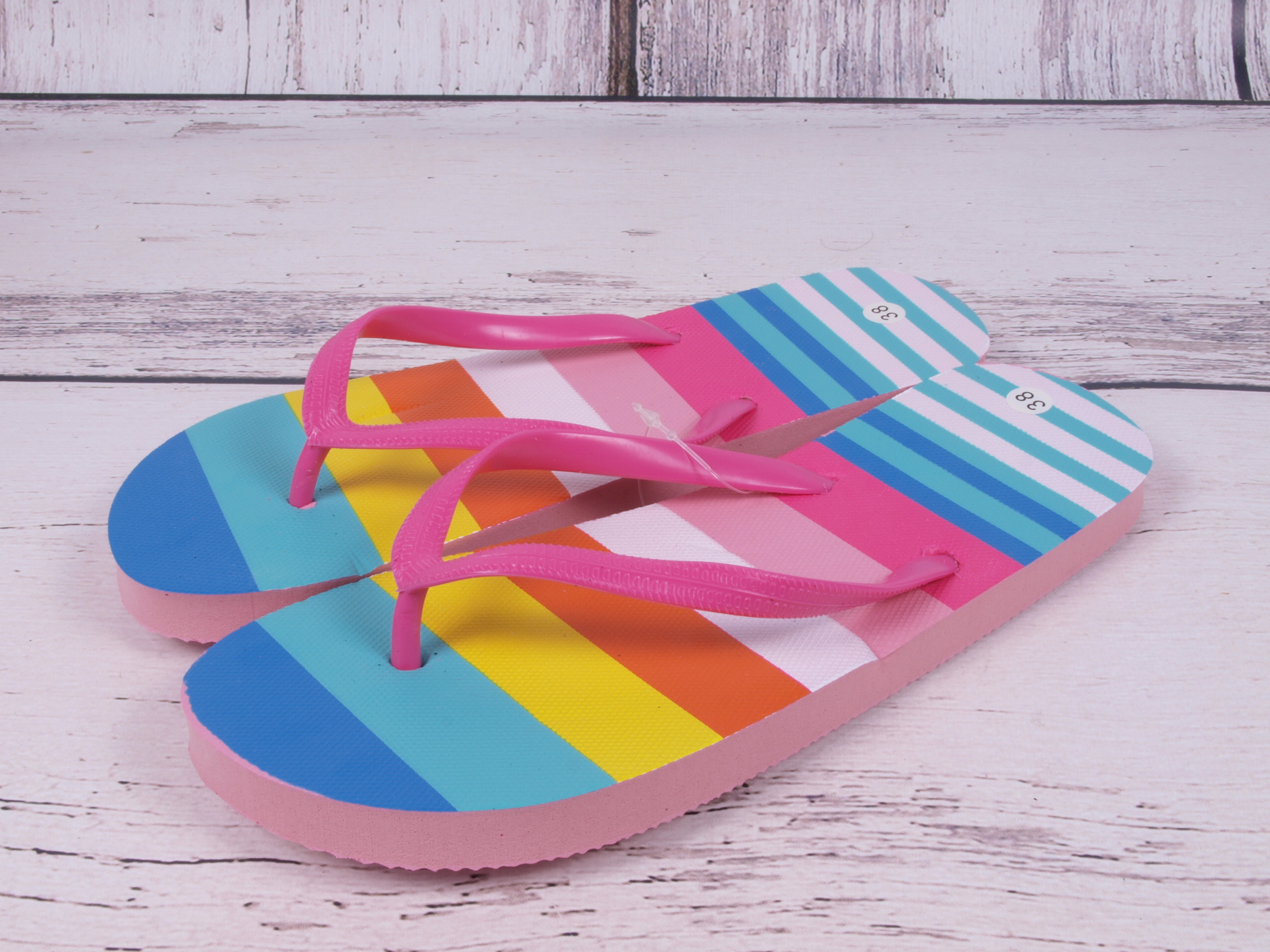 YO Plážová obuv žabky s barevnými pruhy Größe: 36