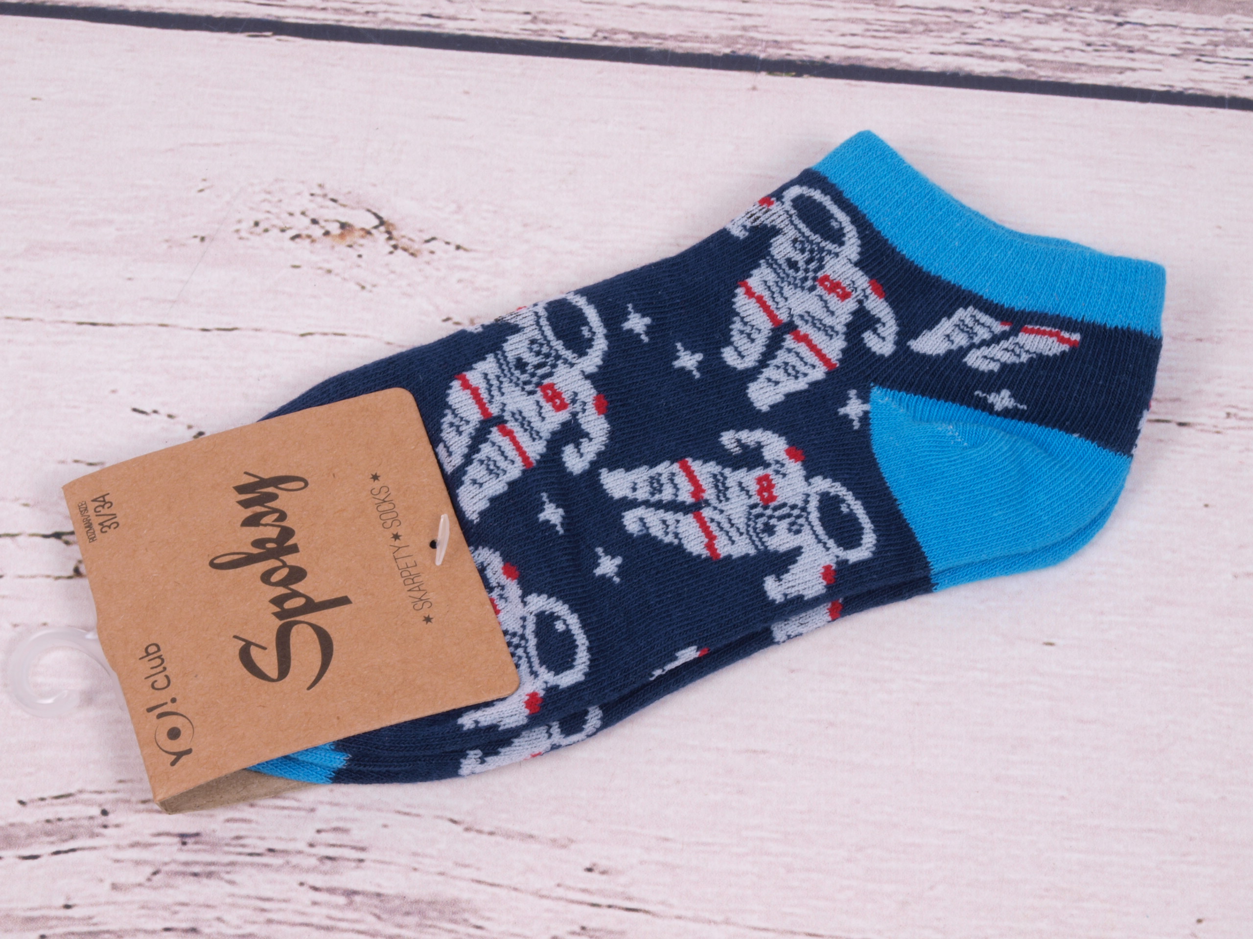 Ponožky YO SKS0086 modré s kosmonauty velikosti ponožek: 18-20 ( EUR vel. 27-30)