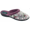 Dámské pantofle přezůvky ADANEX DIANA 26764 šedé s fialkovou s květy plná špička