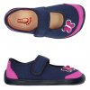 Papuče plátenky 3F 3BE2/7 bar3foot super flexi ružovomodré s motýlikom barefoot, suchý zips