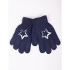 rekawiczki dziewczece pieciopalczaste granatowe gwiazda
