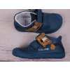 Celoroční boty obuv D.D. step kožené BAREFOOT S073-41369 modré s šelmou