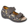 Papuče sandálky Befado Sunny 063X012 sivé s koženou stieľkou