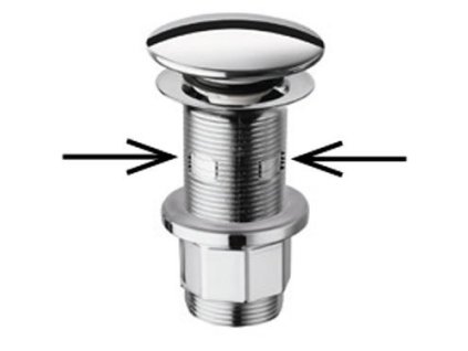 Uzavíratelná kulatá výpusť pro umyvadla s přepadem i bez,kliklak, V 1-90mm,chrom